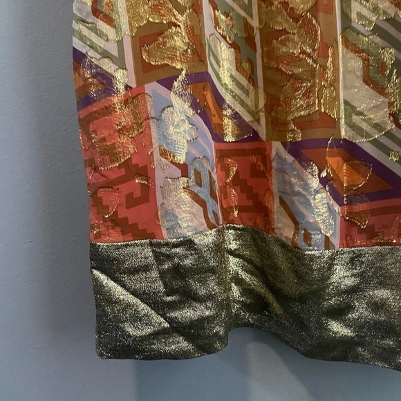 Nicole Miller Silk Metallic Gold Dress - Picture 4 of 6